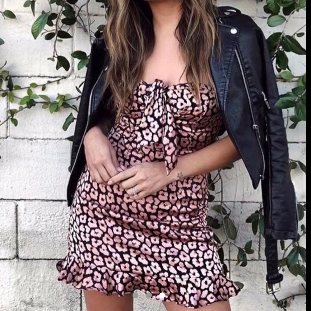 Rose Animal Print Satin Mini Dress